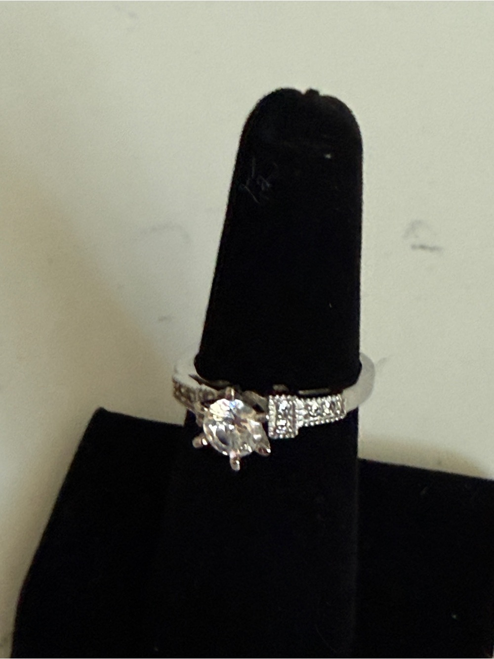 Sterling Silver Cubic Zirconia Engagement and Wedding Ring and Earrings Set - Picture 4 of 6